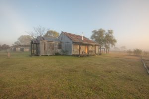 Broke Estate cottage front foggy